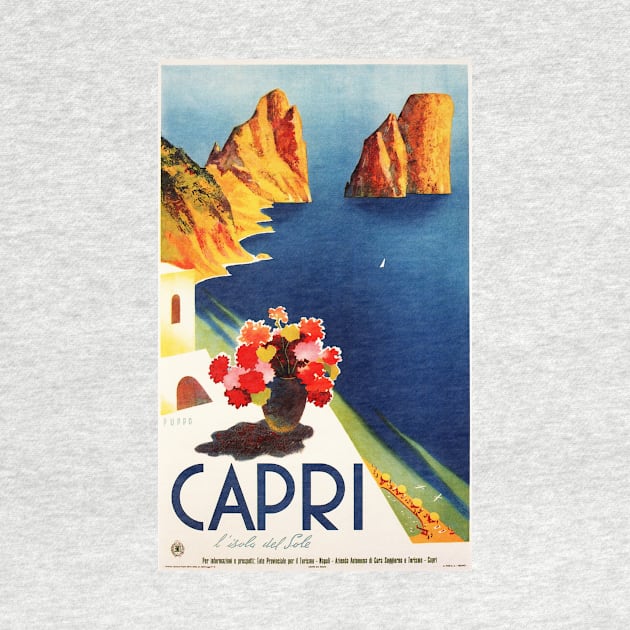 CAPRI Island in the Sun NAPLES ITALY Travel Poster Vintage Art Deco by vintageposters